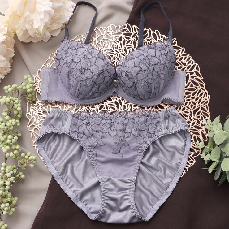 ネイビー | 【EFカップ】大花ラメチュール ３/４カップブラ＆ショーツ  | palissee