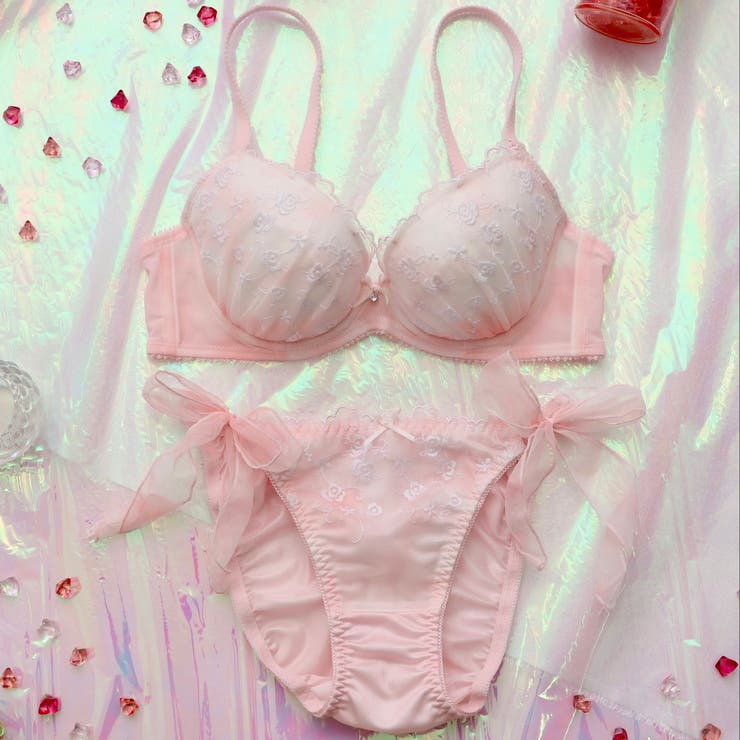 ピンク | 【EFカップ】パステルオーロラレース３/４カップブラ＆ショーツ  | palissee