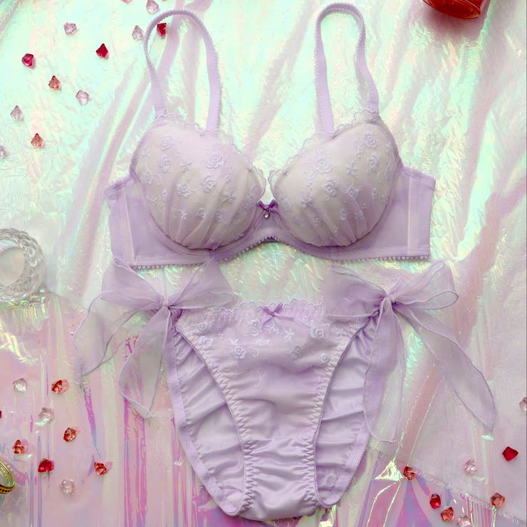 パープル | 【EFカップ】パステルオーロラレース３/４カップブラ＆ショーツ  | palissee