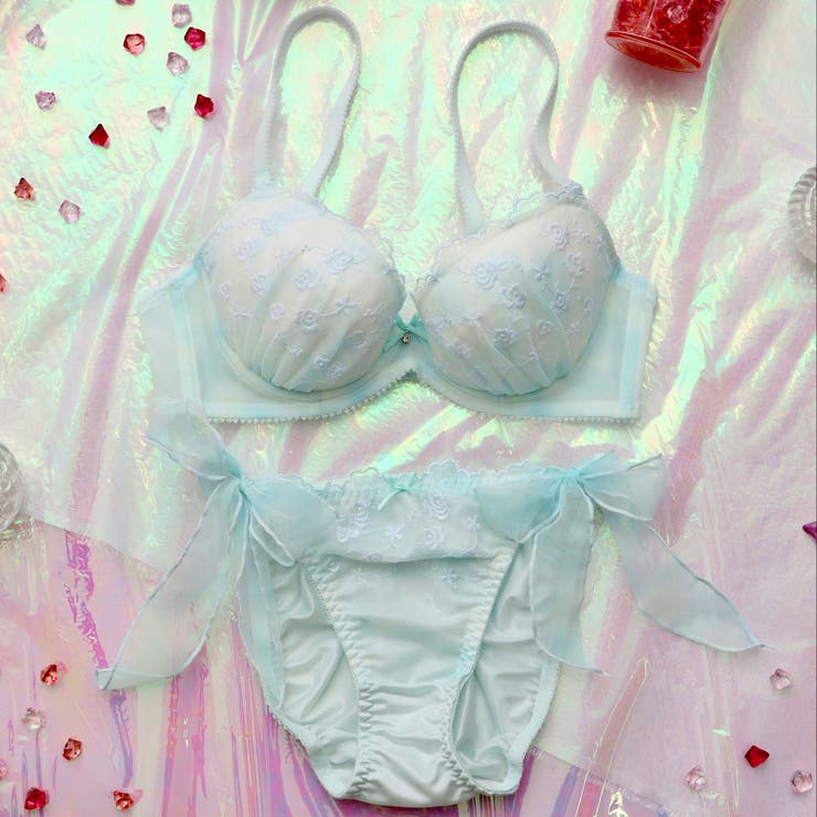 ミント | 【EFカップ】パステルオーロラレース３/４カップブラ＆ショーツ  | palissee