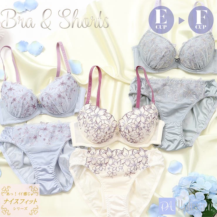 【EFカップ】ボーラーシフォンフラワー３/４カップブラ＆ショーツ  | palissee | 詳細画像1 