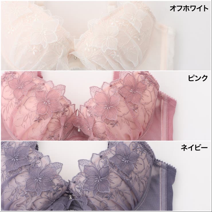 【EFカップ】フラワーレースアップリケ３/４カップブラ＆ショーツ  | palissee | 詳細画像5 