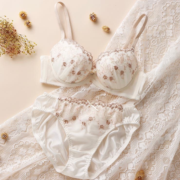 【EFカップ】アンティークフラワーバード刺繍 ３/４カップブラ＆ショーツ  | palissee | 詳細画像2 