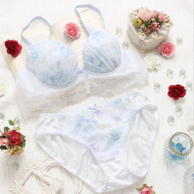 サックス | フローラルヴェール ３/４カップブラ＆ショーツ  | palissee