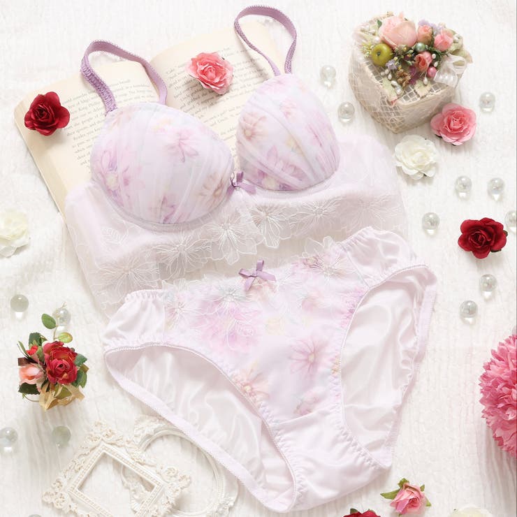 パープル | 【EFカップ】フローラルヴェール ３/４カップブラ＆ショーツ  | palissee