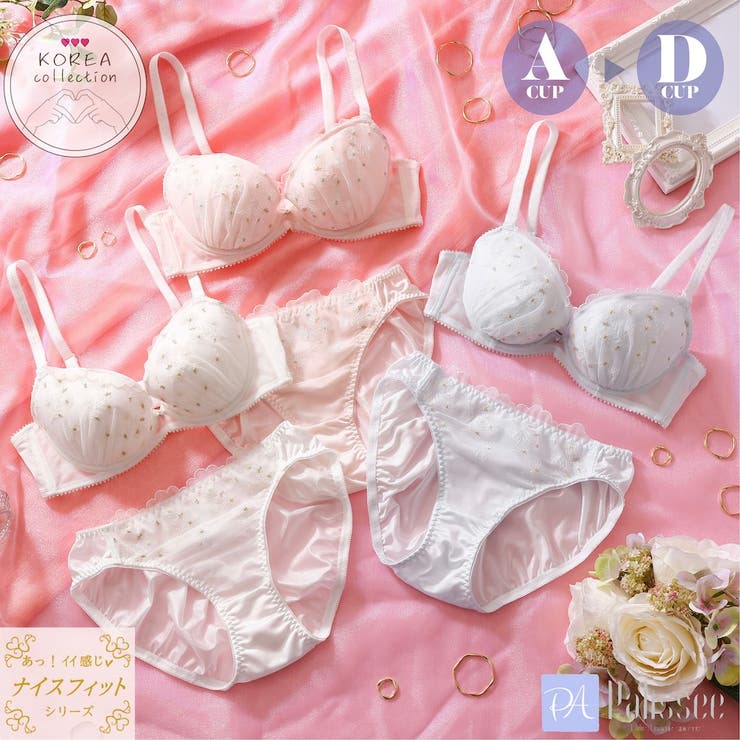 ニュアンスラメフラワー 3/4カップブラ＆ショーツ [品番