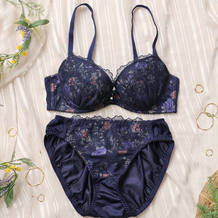 【EFカップ】クラシカルフラワープリント ３/４カップブラ＆ショーツ  | palissee | 詳細画像3 