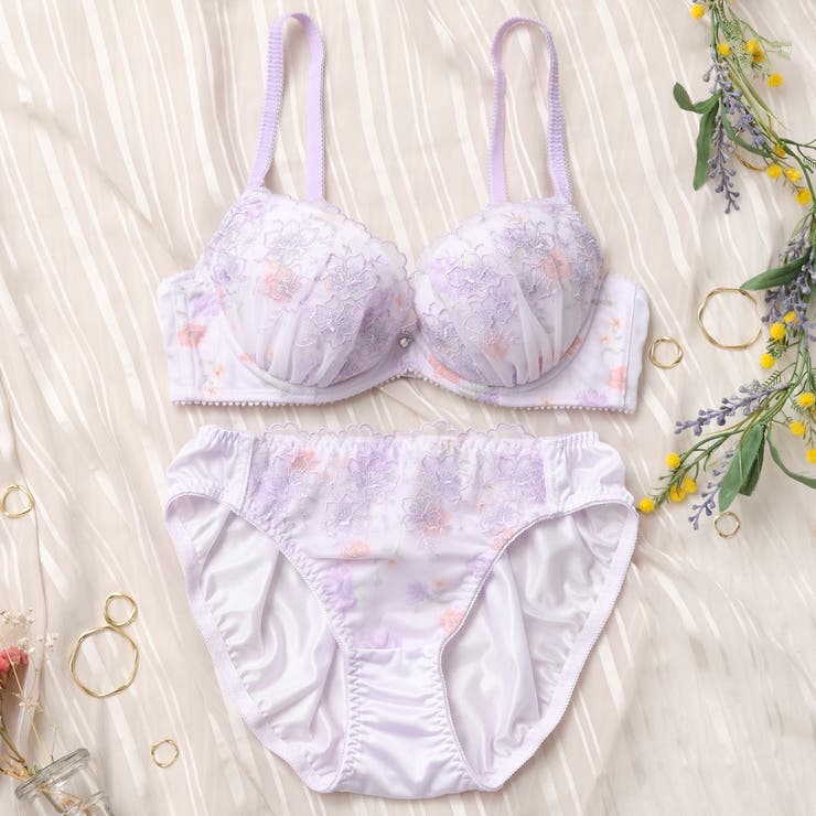 【EFカップ】クラシカルフラワープリント ３/４カップブラ＆ショーツ  | palissee | 詳細画像4 