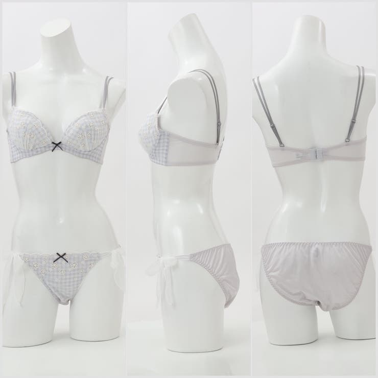 【EFカップ】ギンガムチェックフラワー３/４カップブラ＆ショーツ  | palissee | 詳細画像2 