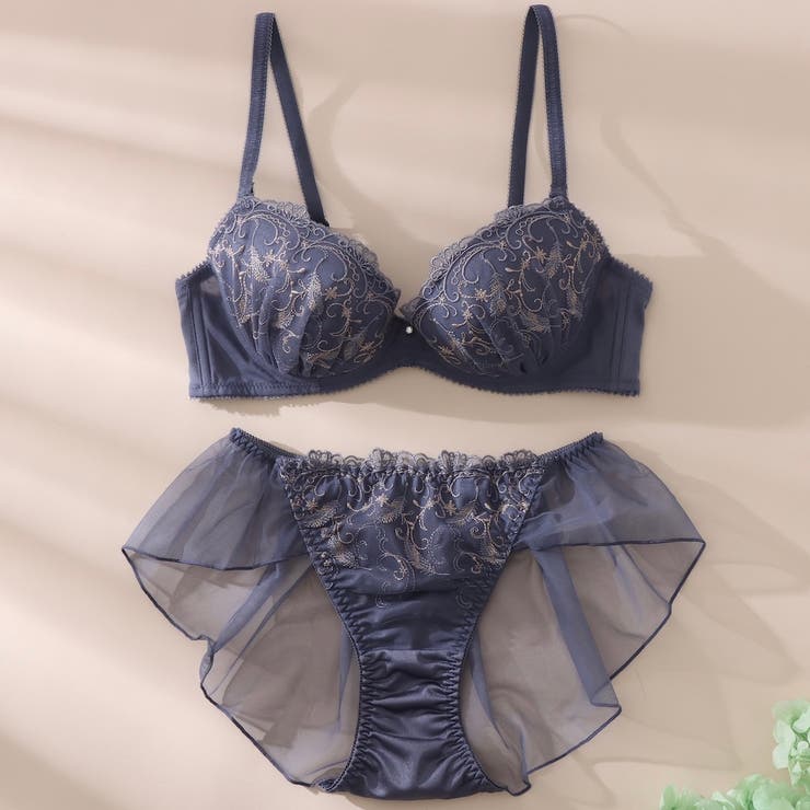 ネイビー | 【EFカップ】プリューム３/４カップブラ＆ショーツ  | palissee