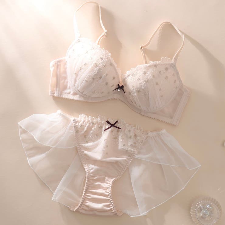 ピンク | 【EFカップ】ミニョンフルール３/４カップブラ＆バックレースフレアショーツ  | palissee