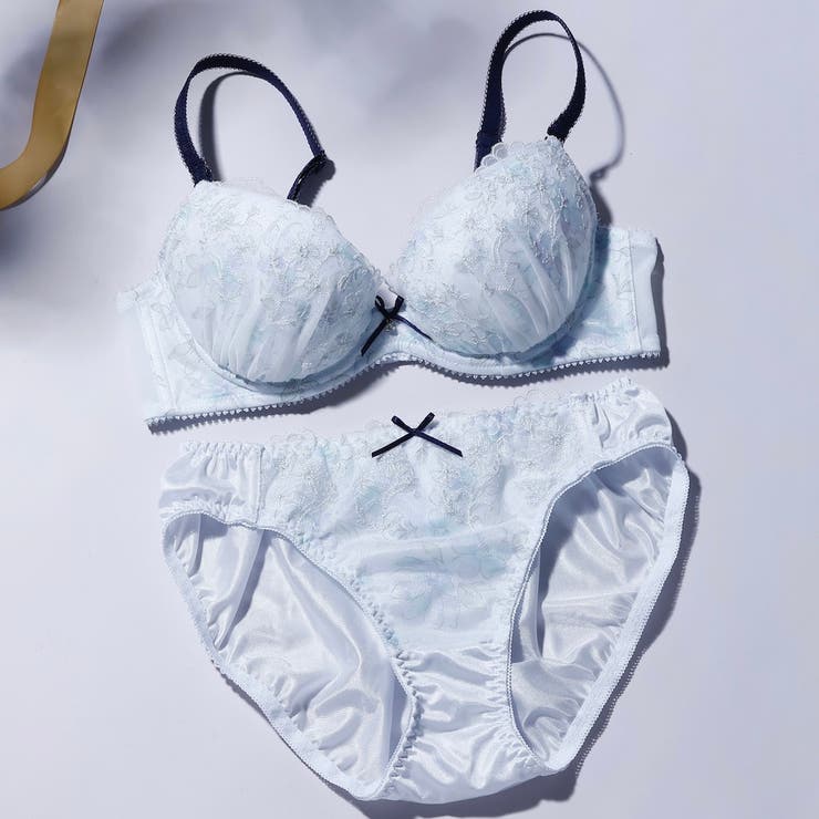 サックス | 【EFカップ】フローラレーシー３/４カップブラ＆ショーツ  | palissee