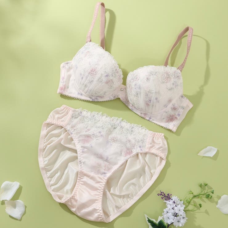 ピンク | アンティークフラワープリント３/４カップブラ＆ショーツ  | palissee