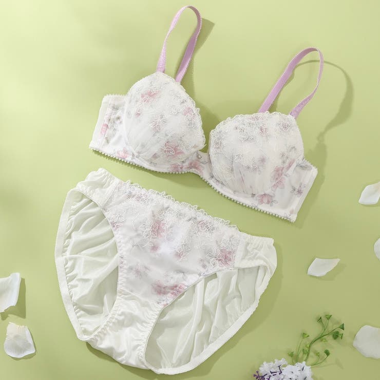 アイボリー | 【EFカップ】アンティークフラワープリント３/４カップブラ＆ショーツ  | palissee