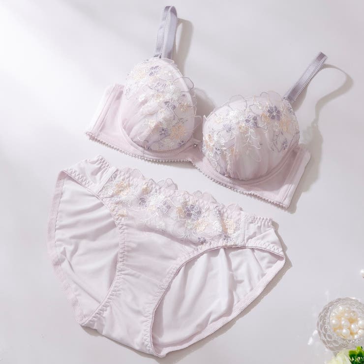 ピンク | 【EFカップ】フローラルレース３/４カップブラ＆ショーツ  | palissee
