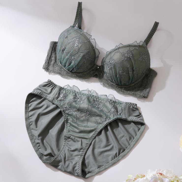 グリーン | アザレアラメレース３/４カップブラ＆ショーツ  | palissee