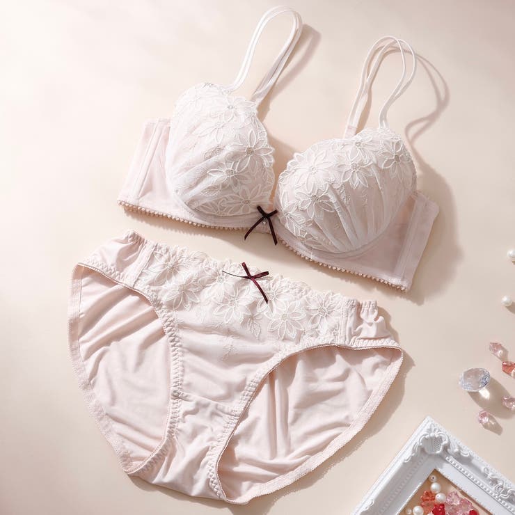 ピンク | フランネルフラワー３/４カップブラ＆ショーツ  | palissee
