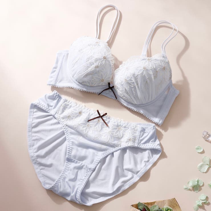 サックス | 【EFカップ】フランネルフラワー３/４カップブラ＆ショーツ  | palissee