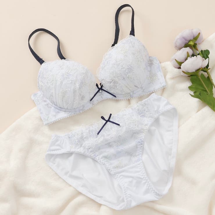 サックス | 【EFカップ】ペールフローラル３/４カップブラ＆ショーツ  | palissee