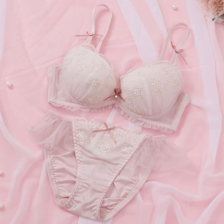 ピンク | 【EFカップ】フリルスカラップ３/４カップブラ＆ショーツ  | palissee