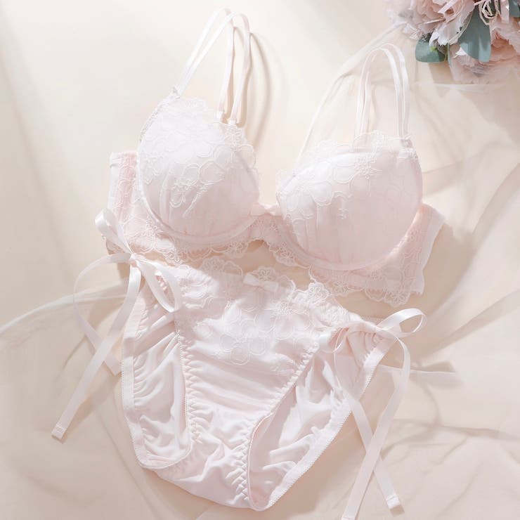 ピンク | 【EFカップ】3wayストラップアレンジ３/４カップブラ＆ショーツ  | palissee