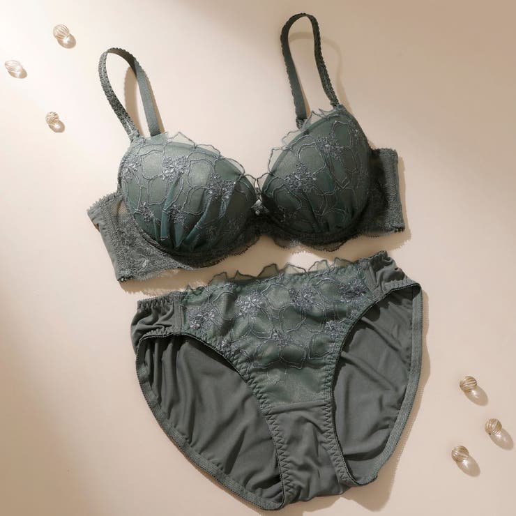 カーキ | アザレアラメレース３/４カップブラ＆ショーツ  | palissee