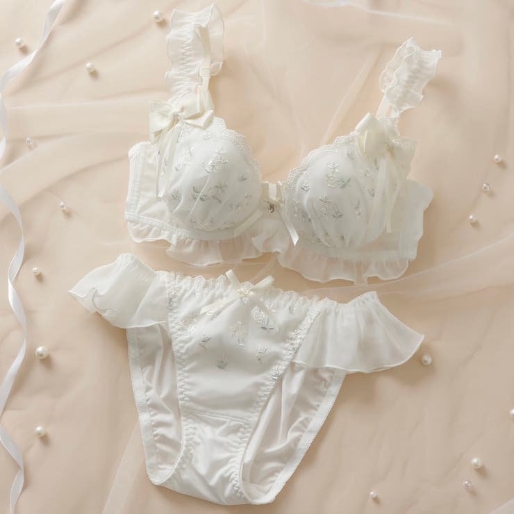 アイボリー | 【EFカップ】Rosette Ribbon３/４カップブラ＆ショーツ  | palissee