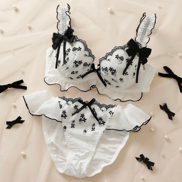 ブラック | 【EFカップ】Rosette Ribbon３/４カップブラ＆ショーツ  | palissee