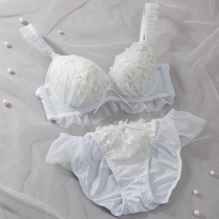 サックス | 【EFカップ】セラフィーヌ３/４カップブラ＆ショーツ  | palissee