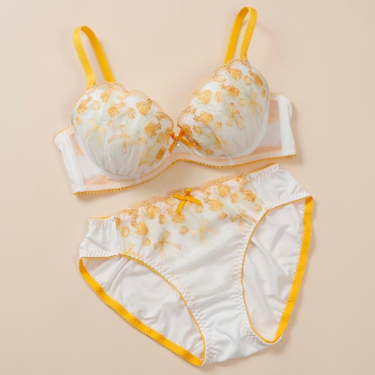 イエロー | チューリップブーケ ３/４カップブラ＆ショーツ  | palissee