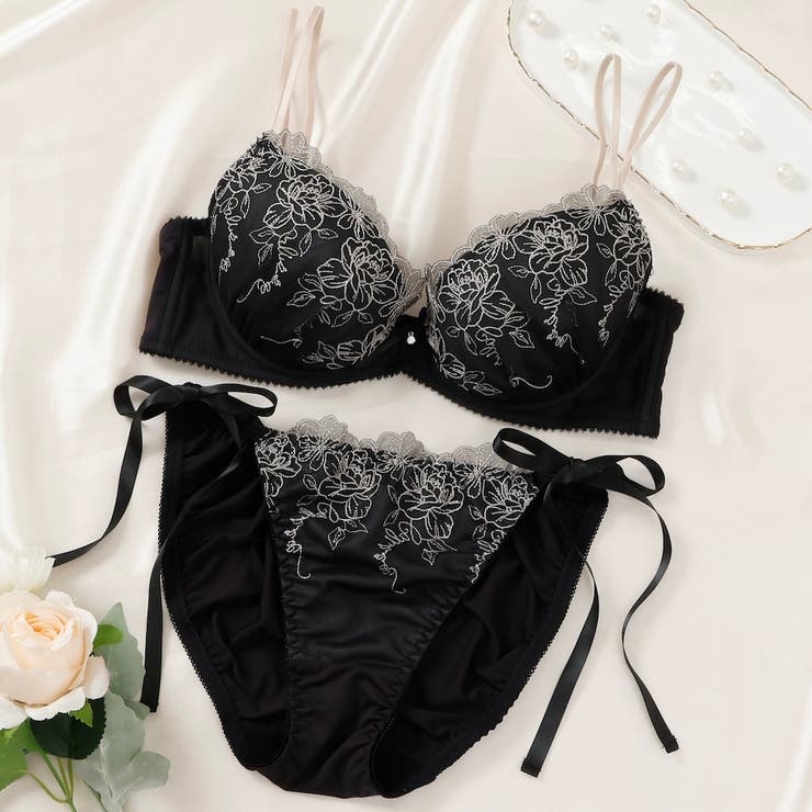 ブラック | バイカラーロゼ ３/４カップブラ＆ショーツ  | palissee