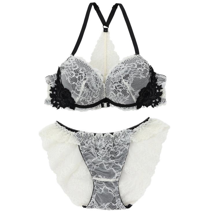 【脇高】フロントホック背中見せ３ ４モールドカップブラ＆バックレースショーツ B | palissee | 詳細画像14 