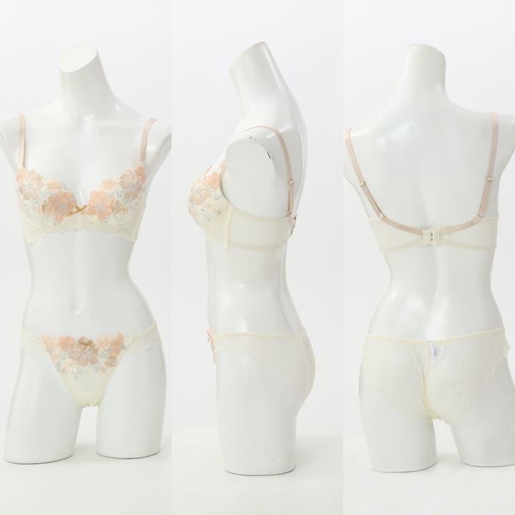 【脇高】 フェミニン大花刺繍３ ４モールドカップブラ＆バックレースショーツ | palissee | 詳細画像2 