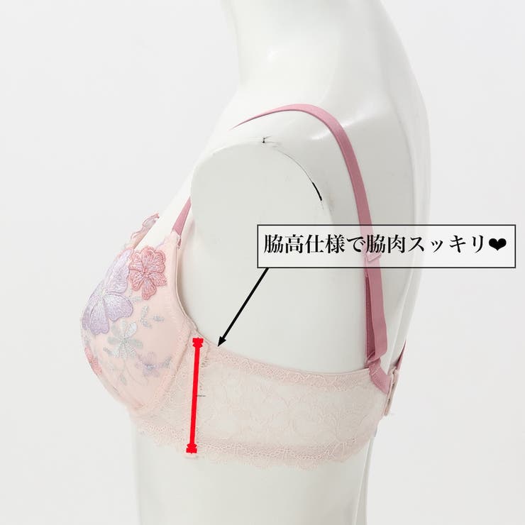 【脇高】 フェミニン大花刺繍３ ４モールドカップブラ＆バックレースショーツ | palissee | 詳細画像6 