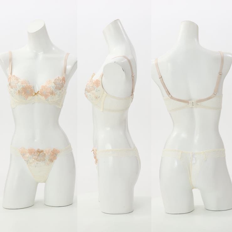 【脇高】フェミニン大花刺繍３ ４モールドカップブラ＆バックレースTバック BCD | palissee | 詳細画像2 