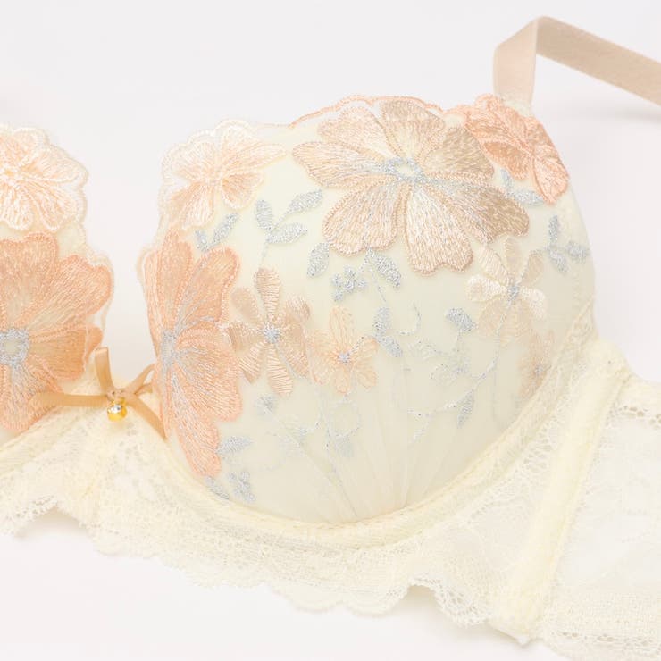 【脇高】フェミニン大花刺繍３ ４モールドカップブラ＆バックレースTバック BCD | palissee | 詳細画像4 