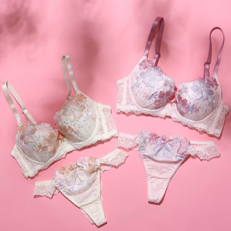 【脇高】フェミニン大花刺繍３ ４モールドカップブラ＆バックレースTバック EF | palissee | 詳細画像13 