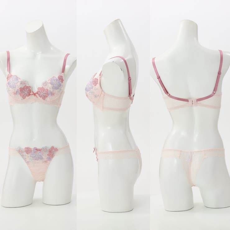 【脇高】フェミニン大花刺繍３ ４モールドカップブラ＆バックレースTバック EF | palissee | 詳細画像3 