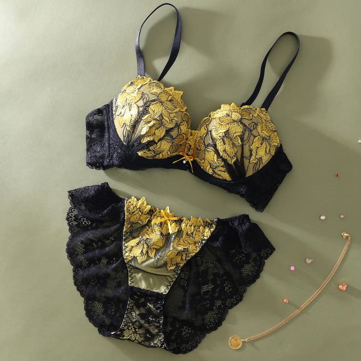 イエロー | 【脇高】グランローズ３/４モールドカップブラ＆バックレースショーツ  E F | palissee