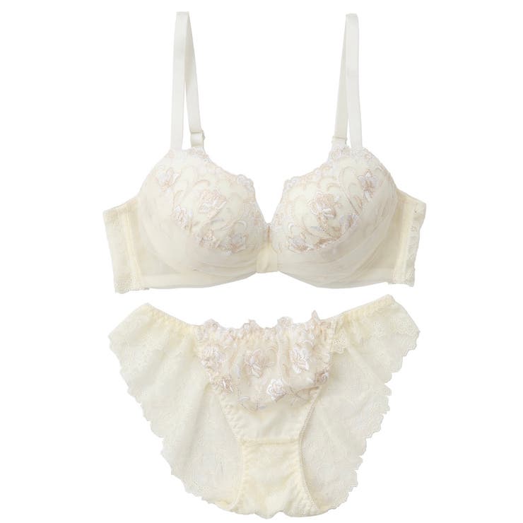 【脇高】フルーレットリボン３ ４モールドカップブラ＆バックレースショーツ E | palissee | 詳細画像4 