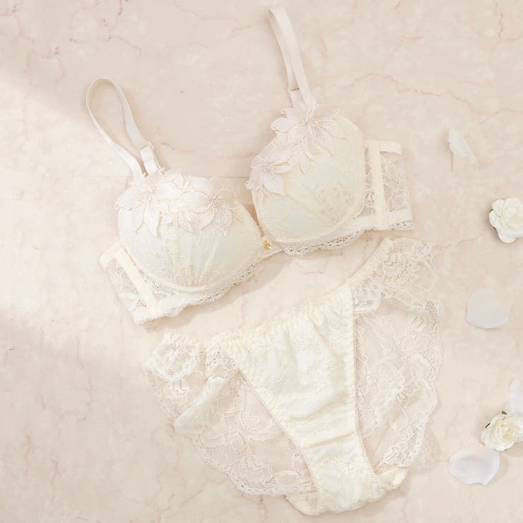 【脇高】エレガントケミカルフラワー３ ４モールドカップブラ＆バックレースショーツ… | palissee | 詳細画像2 