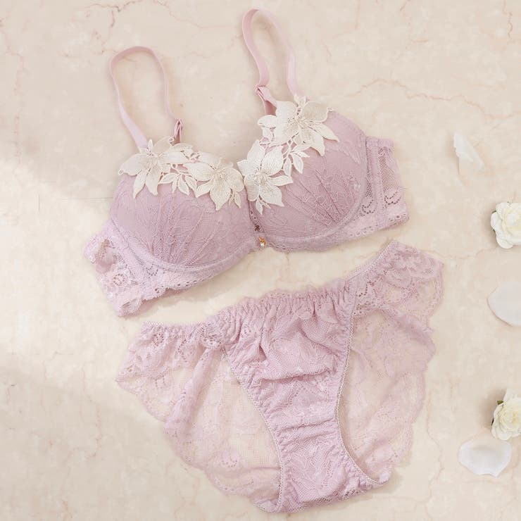 【脇高】エレガントケミカルフラワー３ ４モールドカップブラ＆バックレースショーツ… | palissee | 詳細画像3 