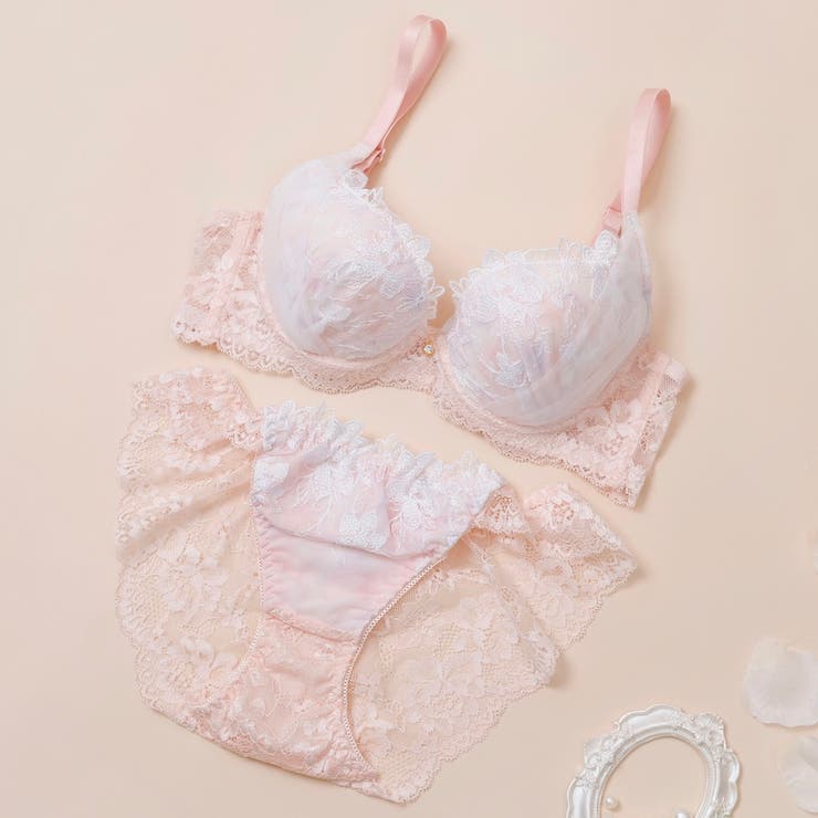 ピンク | 【脇高】フェアリーフラワーチュール３ ４モールドカップブラ＆バックレースショーツ… | palissee
