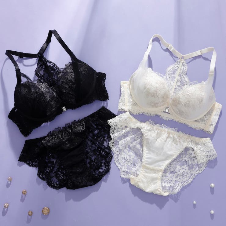 【脇高】フロントホック背中見せ３ ４モールドカップブラ＆バックレースショーツ E | palissee | 詳細画像14 