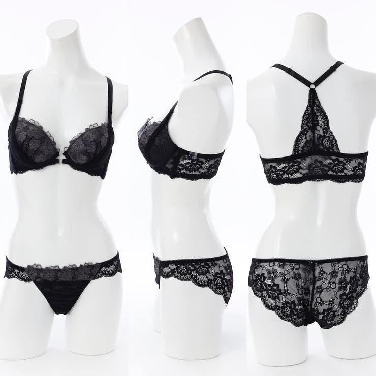 【脇高】フロントホック背中見せ３ ４モールドカップブラ＆バックレースショーツ E | palissee | 詳細画像3 