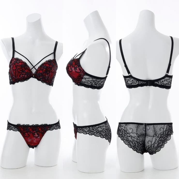 【脇高】ヴェルヴェットアイヴィ３ ４モールドカップブラ＆バックレースショーツ E | palissee | 詳細画像2 