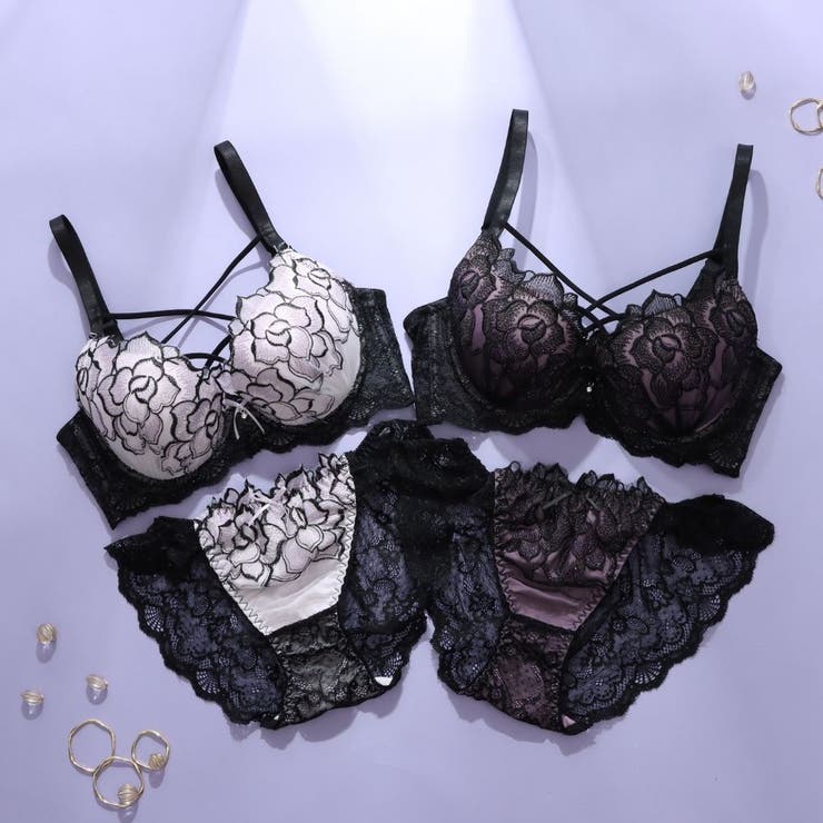 【脇高】ノワールローズ 脇高ブラ＆バックレースショーツ  A B C D | palissee | 詳細画像12 