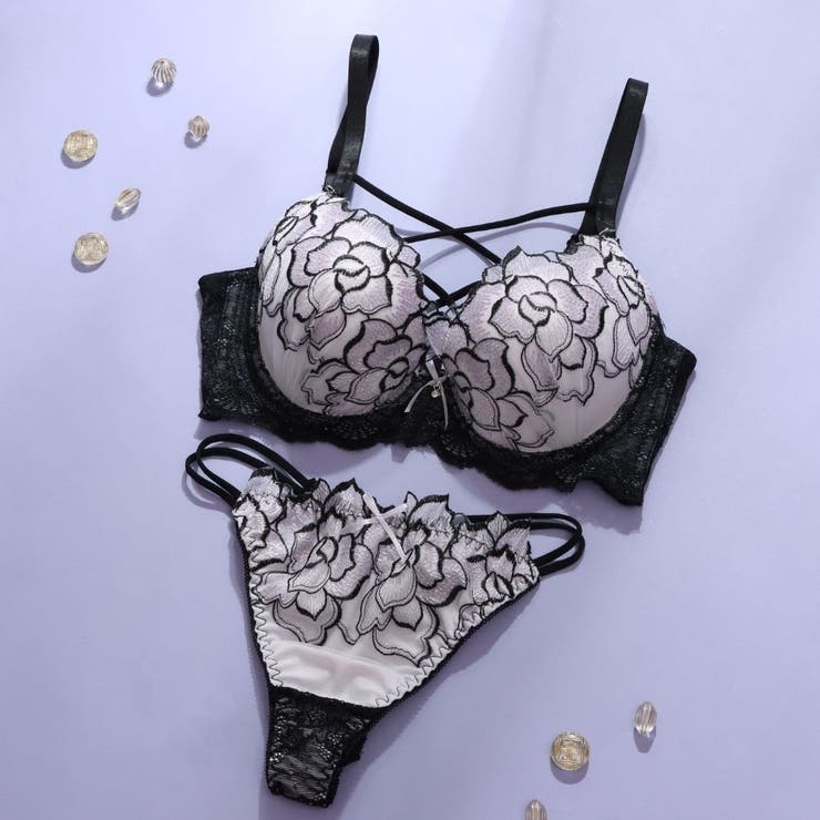 パープル | 【脇高】ノワールローズ 脇高ブラ＆Tバックショーツ  A B C D | palissee