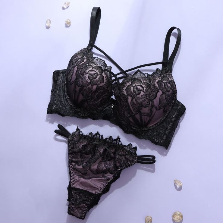 ダークパープル | 【脇高】ノワールローズ 脇高ブラ＆Tバックショーツ  A B C D | palissee