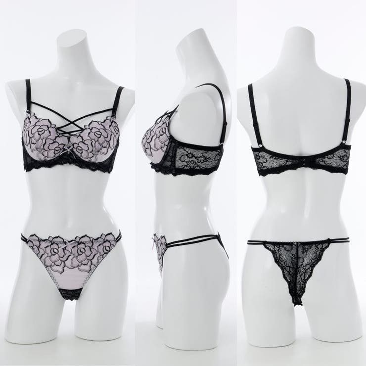 【脇高】ノワールローズ 脇高ブラ＆Tバックショーツ  A B C D | palissee | 詳細画像2 